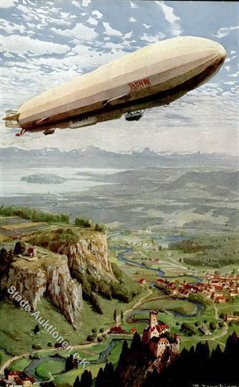 Zeppelin Sign. Diemer, Zeno Künstlerkarte I-II Dirigeable - Luchtschepen