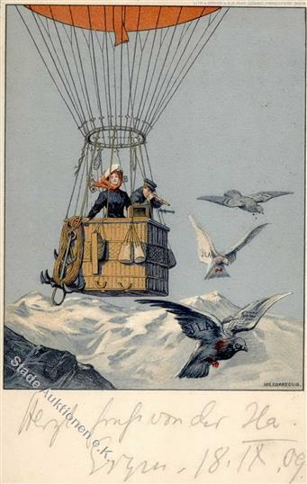 ILA Ballon Sign. Correggio, Jos. Künstlerkarte 1909 I-II - Luchtschepen