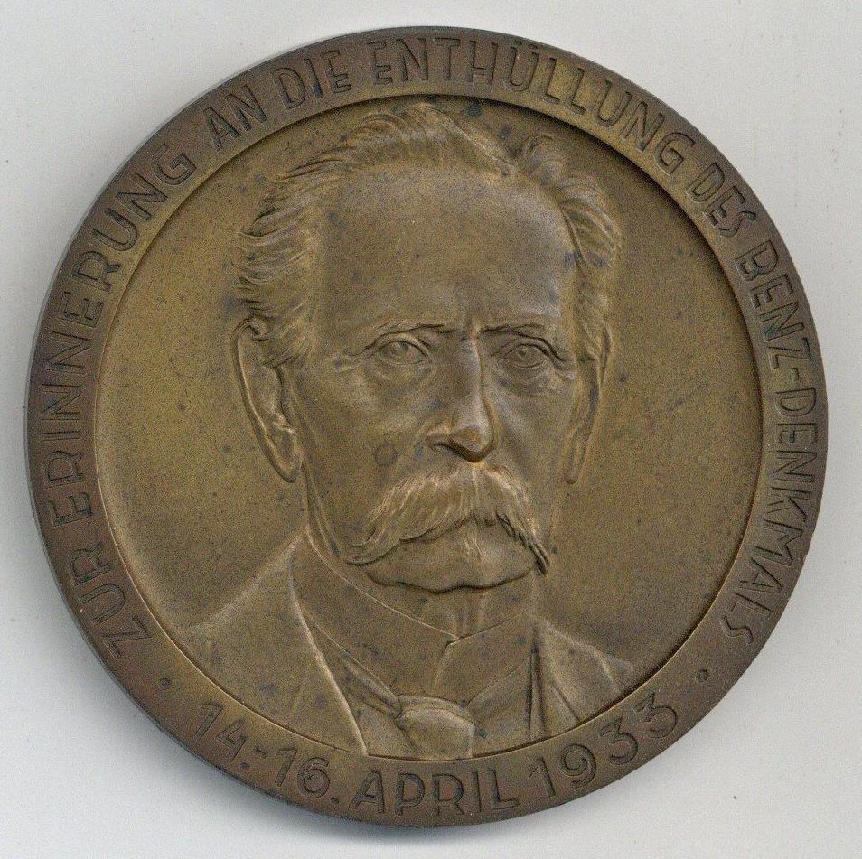 Auto Medaille Ø 7,5 Cm Bronze Zur Erinnerung An Die Enthüllung Des Benz Denkmals 1933 I-II - Altri & Non Classificati