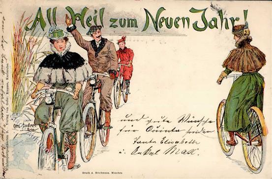 Fahrrad All Heil Neujahr 1898 Litho I-II Cycles Bonne Annee - Altri & Non Classificati