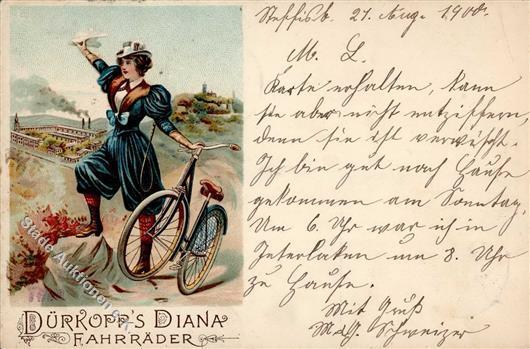 Fahrrad Dürkopp's Diana Lithographie 1900 I-II (Marke Entfernt) Cycles - Altri & Non Classificati