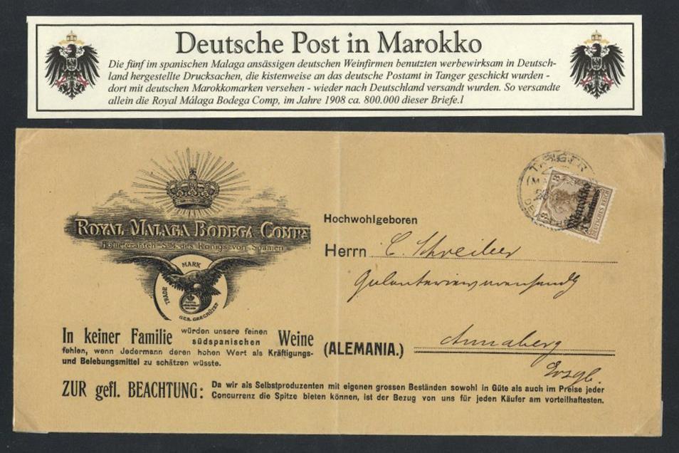 Deutsche Post Marokko Tanger Firmenbrief Nach Anaberg 28.8.1910 I-II - Storia