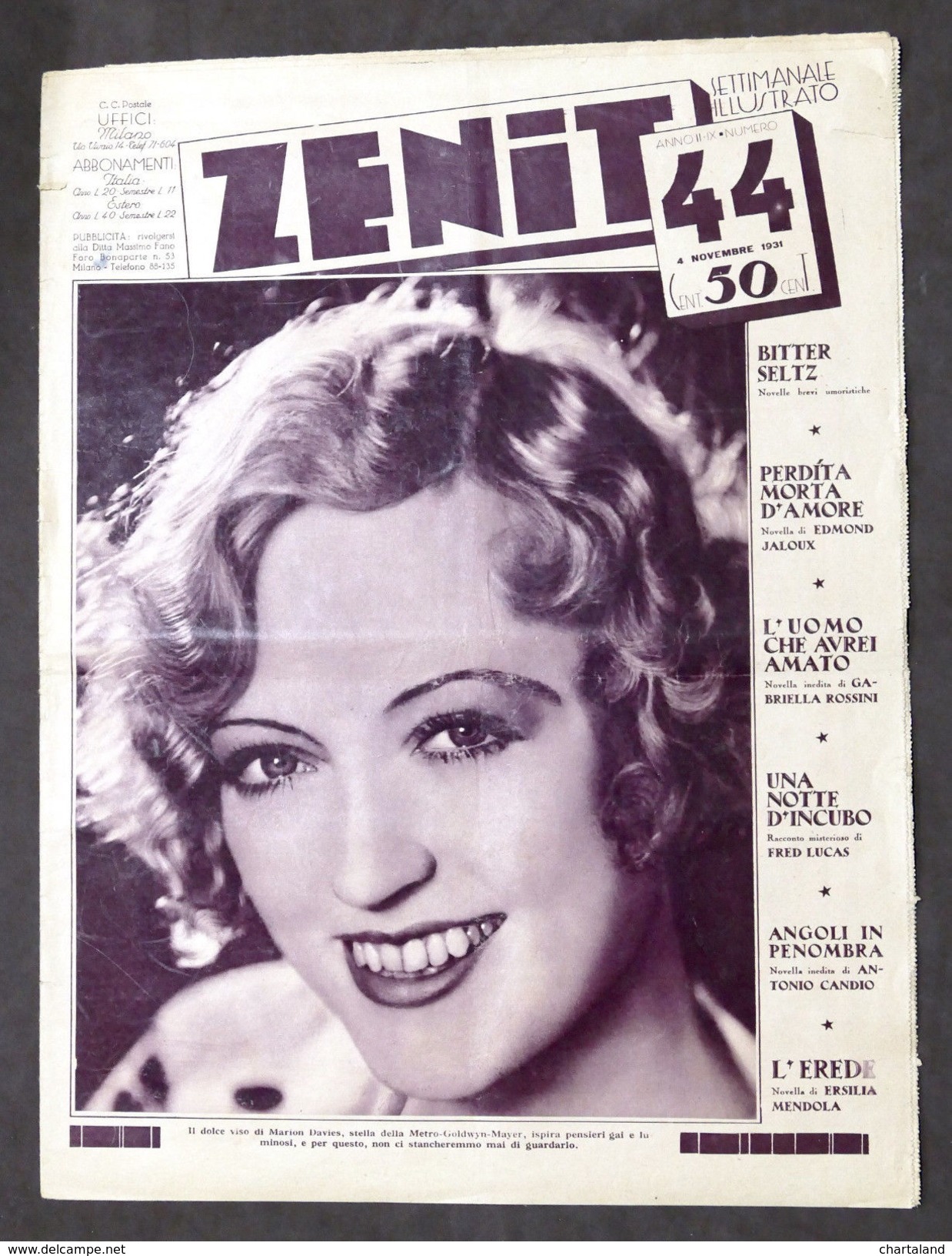 Cinema - Rivista Zenit - Settimanale Illustrato - N° 44 - 4 Novembre 1931 - Non Classificati