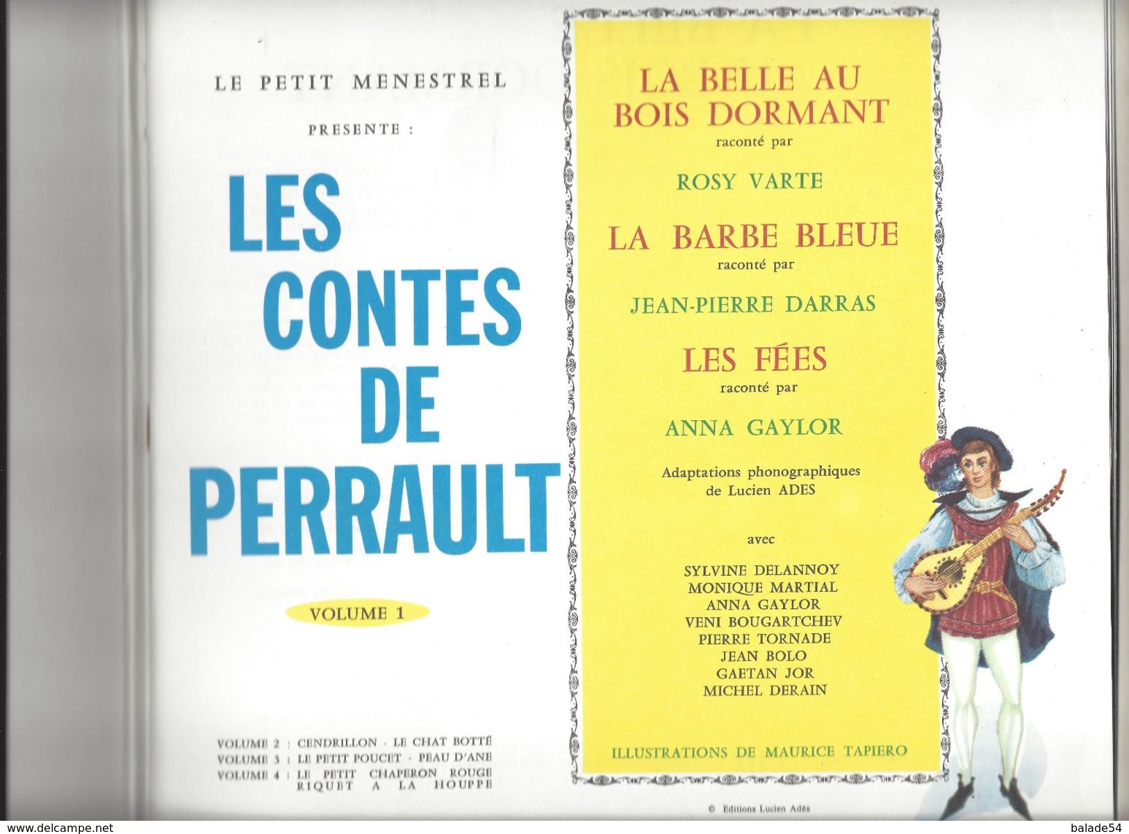 LIVRE - DISQUE "Le Petit Ménestrel" La Belle Au Bois Dormant / La Barbe Bleue / Les Fées Volume 1 - 1973 - Bambini