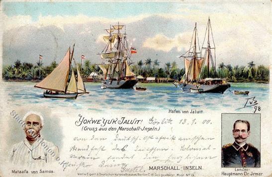 Kolonien Marshallinseln Hafen Von Jaluit Lithographie 1900 I-II (fleckig) Colonies - Geschiedenis