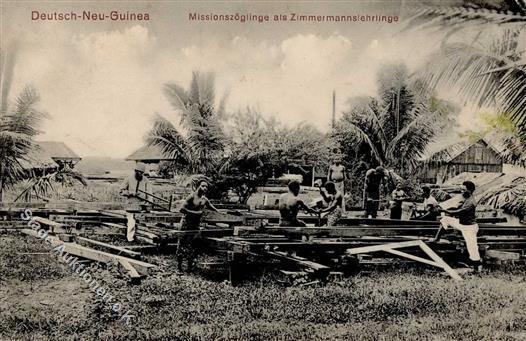 Kolonien Deutsch Neuguinea Missionszöglinge Als Zimmermannslehrlinge I-II (fleckig) Colonies - Geschiedenis