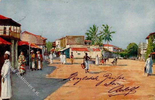 Kolonien Deutsch Ostafrika Dar-es-Salaam Sign. Duschek, R. Künstlerkarte 1911 I-II Colonies - Geschiedenis