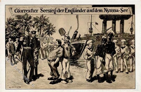 Kolonien Deutsch Ostafrika Glorreicher Seesieg Der Engländer Auf Dem Nyassa-See Karikatur I-II Colonies - Geschiedenis