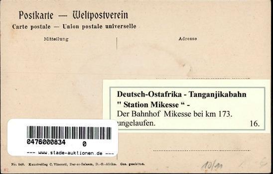 Kolonien Deutsch Ostafrika Mikesse Bahnhof I-II Colonies - Geschiedenis