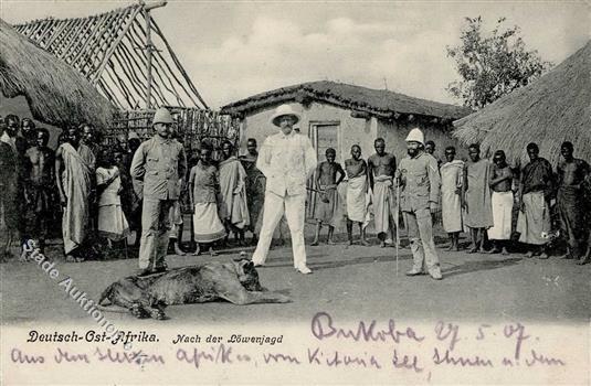 Kolonien Deutsch Ostafrika Nach Der Löwenjagd 1907 I-II (Marke Entfernt) Colonies - Storia