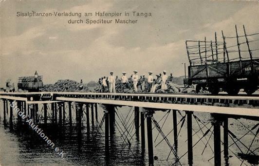 Kolonien Deutsch Ostafrika Tanga Sisalpflanzen Verladung Am Hafenpier I-II Colonies - Storia