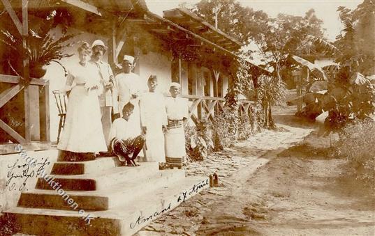 Kolonien Deutsch-Ostafrika Amani Pflanzerehepaar Auf Der Terrasse Stpl. Amani 27.4.04 U. Durchgangsstpl. Tanga I-II Colo - Storia