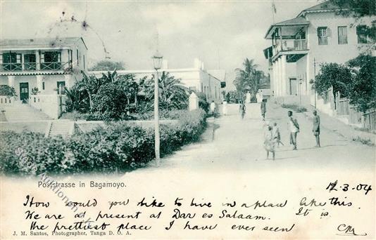 Kolonien Deutsch-Ostafrika Bagamoyo Poststrasse Stpl. Dar-es-Salaam 11.03.04 I-II Colonies - Storia