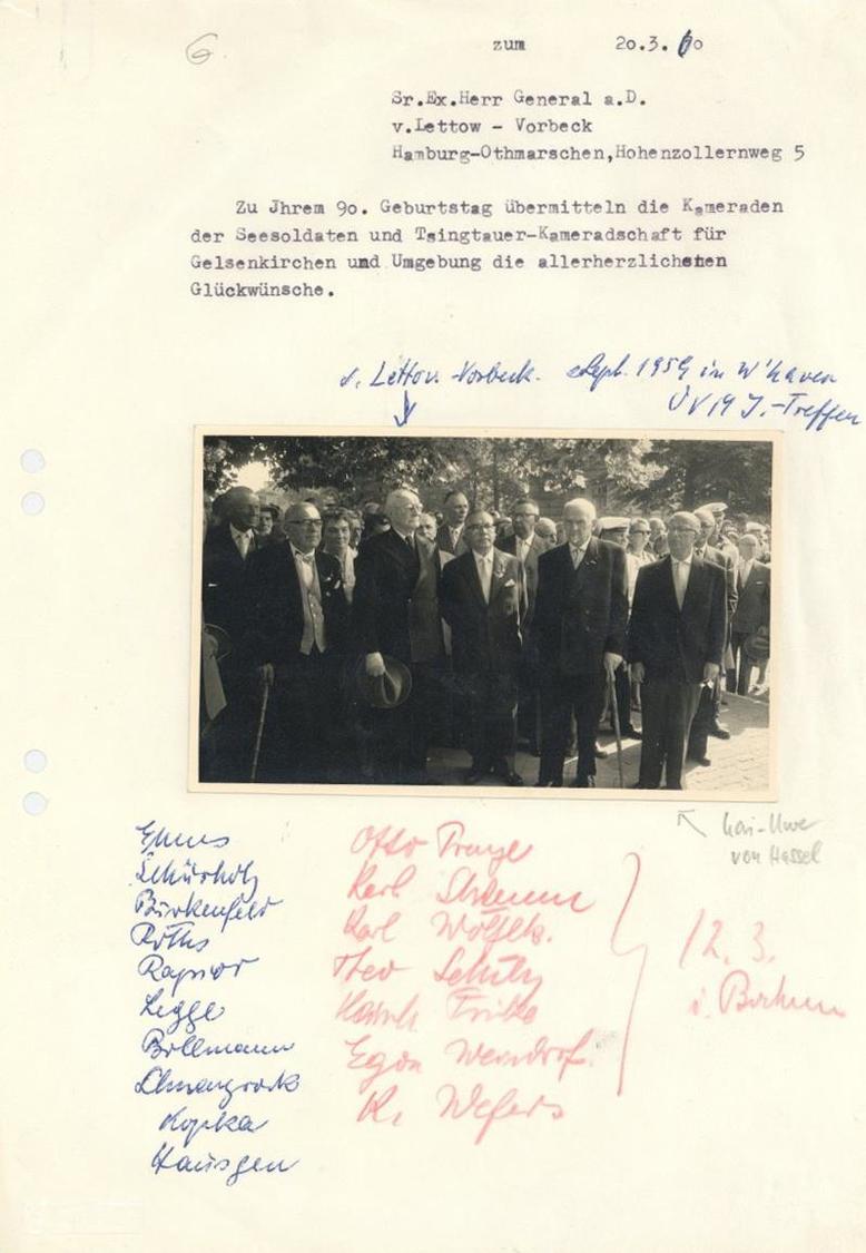 Kolonien Deutsch-Ostafrika Lettow-Vorbeck Von, Paul General A. D. 90. Geburtstag Foto-Karte 1959 I-II Colonies - Geschiedenis