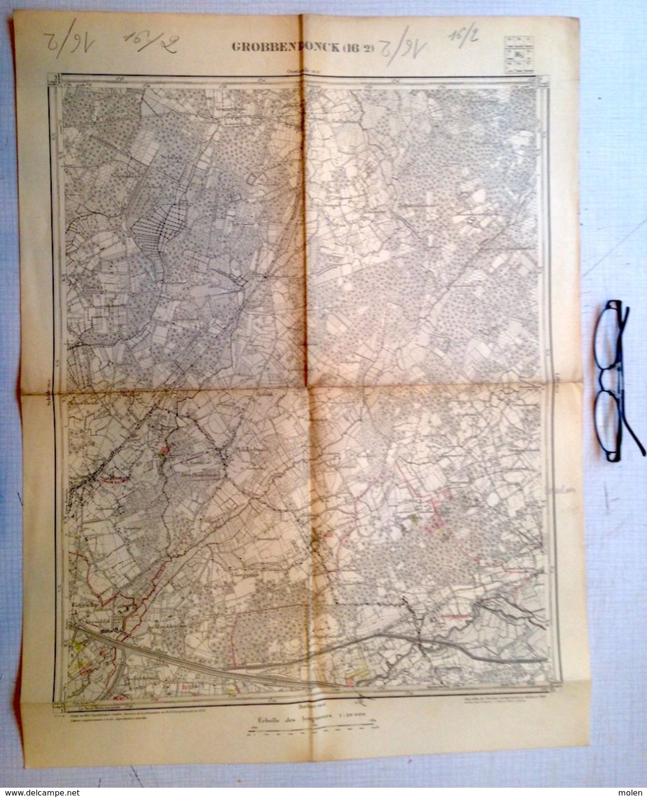 STAFKAART 16/2 Meting 1865 GROBBENDONK ZANDHOVEN ZOERSEL PULLE PULDERBOS ZEGBROEK DE-HAAN Heemkunde Geschiedenis S370 - Grobbendonk