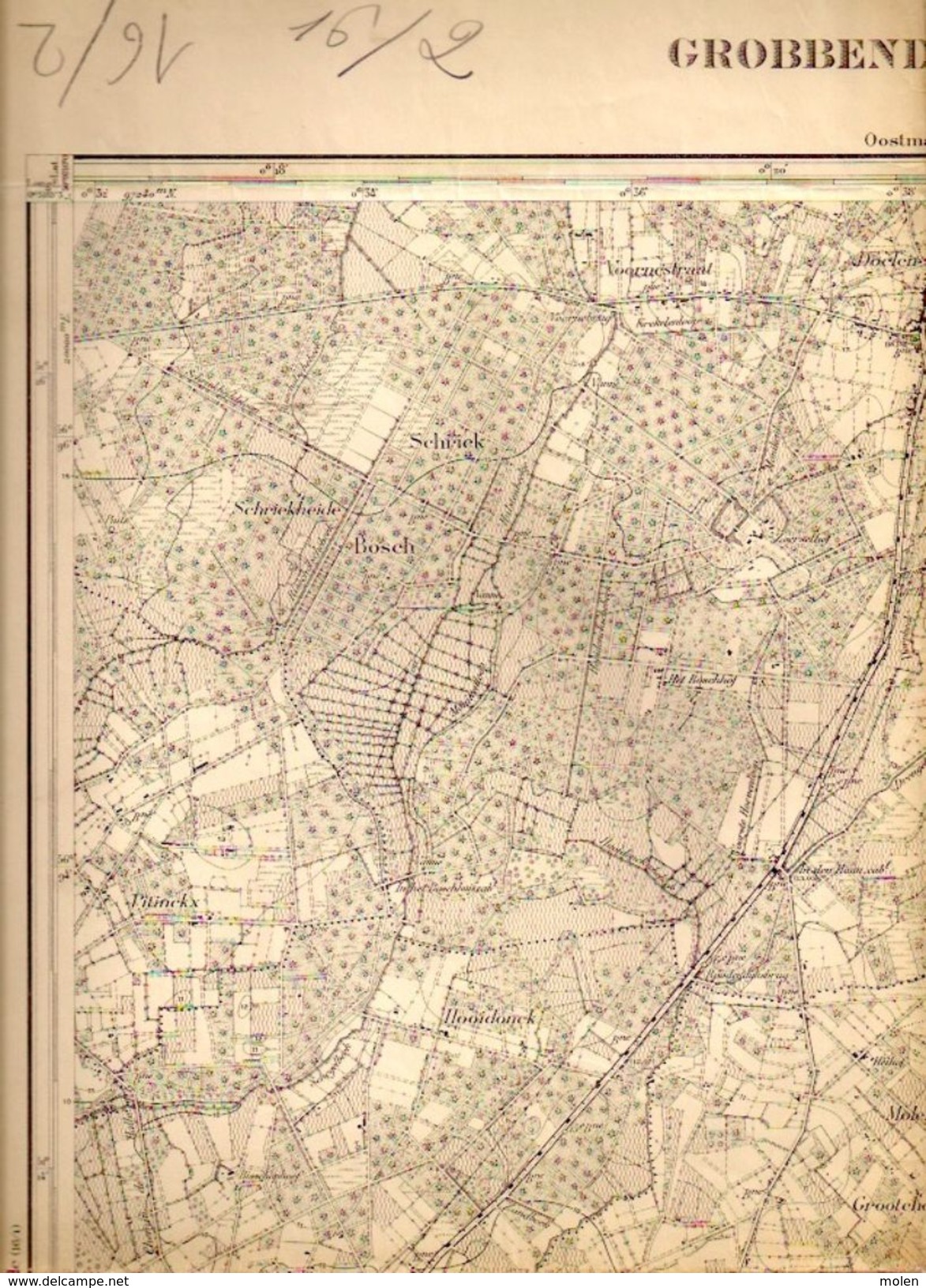 STAFKAART 16/2 Meting 1865 GROBBENDONK ZANDHOVEN ZOERSEL PULLE PULDERBOS ZEGBROEK DE-HAAN Heemkunde Geschiedenis S370 - Grobbendonk