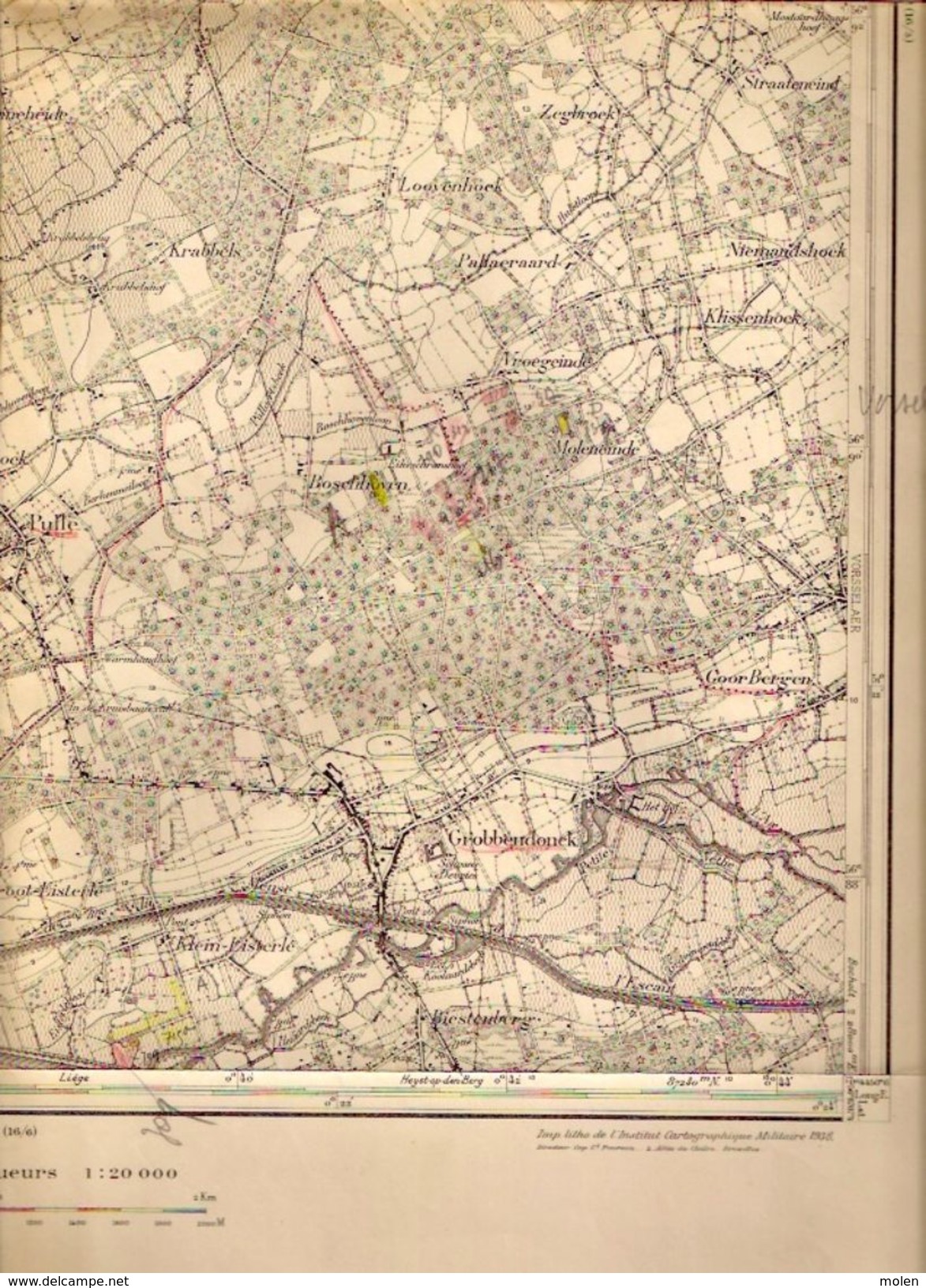 STAFKAART 16/2 Meting 1865 GROBBENDONK ZANDHOVEN ZOERSEL PULLE PULDERBOS ZEGBROEK DE-HAAN Heemkunde Geschiedenis S370 - Grobbendonk