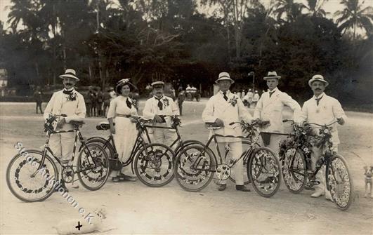 Kolonien Deutsch-Ostafrika Margeritentag Fahrrad Stpl. Dar-es-Salaam 13.7.12 Foto-Karte I-II Colonies Cycles - Storia