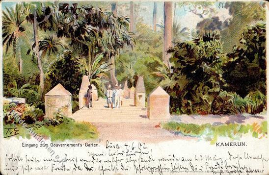 Kamerun Eingang Zum Gouvernements Garten Lithographie 1902 I-II (Ecke Abgestossen) - Andere & Zonder Classificatie