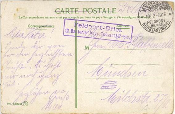 Deutsche Post Türkei Konstantinopel 1916 II (Ecken Abgestossen, Stauchung, Fleckig) - Geschiedenis