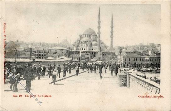 Kolonien Deutsche Post Türkei Konstantinopel Brücke Von Galata 1906 I-II Colonies - Geschiedenis