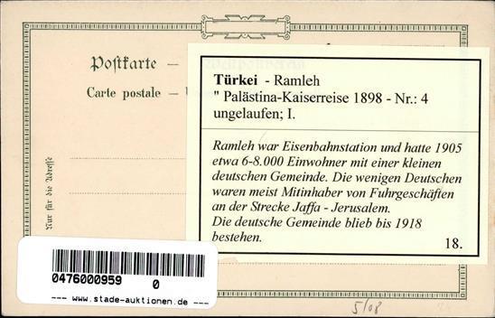 Kolonien Deutsche Post Türkei Ramleh Turm Der 40 Märtyrer Bahnhof Lithographie I-II Colonies - Storia