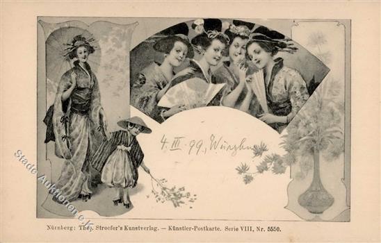 Asiat.Volkstyp Chinesen Geisha TSN-Verlag 5550 Künstlerkarte 1899 I-II - Storia