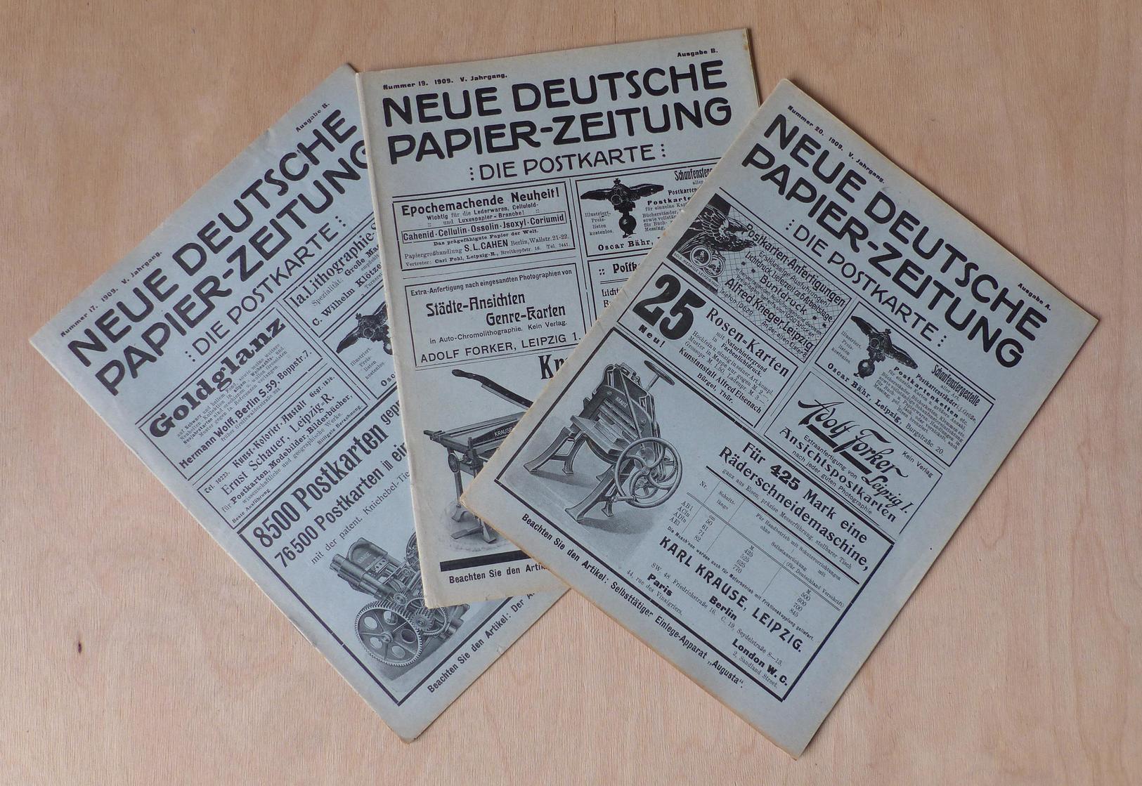 AK-Geschichte Neue Deutsche Papierzeitung 46 Hefte Ab Circa 1909, Dazu 2x Heft Der Papiermarkt 1908/10 I-II R!R!R! - Storia