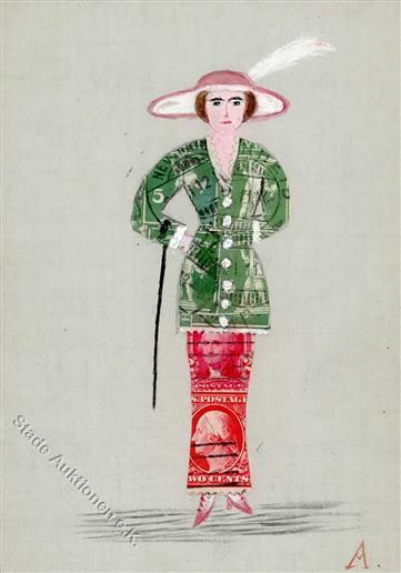 Briefmarken Collage Frau Mode  1916 I-II - Non Classificati