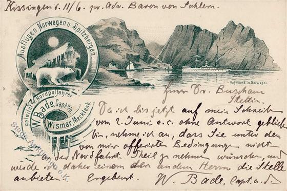 Expedition Nordpol Norpolfahrer W. Bade Kapitän Autograph 1897 I-II - Non Classificati