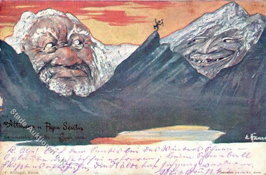 Berggesichter Sign. Hansen Altmann Und Papa Sentis Künstler-Karte 1899 I-II Face à La Montagne - Fiabe, Racconti Popolari & Leggende