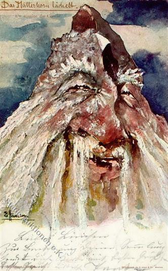 Berggesichter Sign. Hansen Das Matterhorn Lächelt 1897 Künstler-Karte I-II (Bug) Face à La Montagne - Fiabe, Racconti Popolari & Leggende