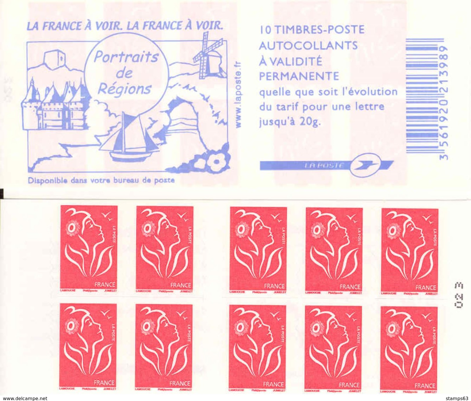 FRANCE - BOOKLET / CARNET, Yvert 3744b-c4 - 2006 - Marianne Des Français, 10x TVP Red - Autres & Non Classés