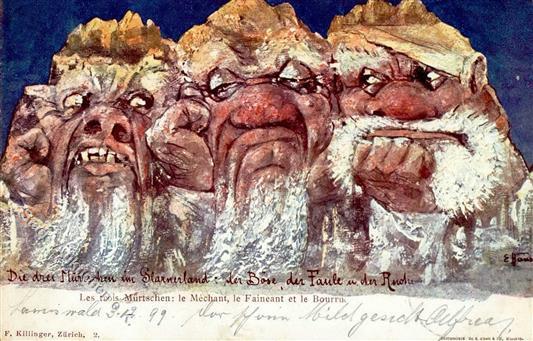 Berggesichter Sign. Hansen Die Drei Mürtschen 1899 Künstler-Karte I-II (fleckig) Face à La Montagne - Vertellingen, Fabels & Legenden