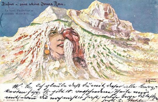 Berggesichter Sign. Hansen Dufour Und Seine Schöne Donna Rosa Künstler-Karte 1897 I-II Face à La Montagne - Vertellingen, Fabels & Legenden