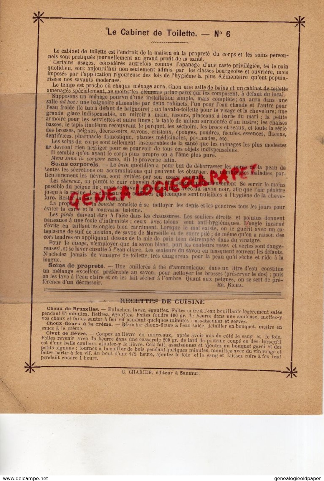 PROTEGE CAHIER-IMPRIMERIE DUCOURTIEUX LIMOGES- MAITRESSE DE MAISON-CABINET DE TOILETTE BAIGNOIRE LAVABO -CHARIER SAUMUR - Verzamelingen & Reeksen