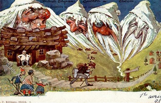 Berggesichter Sign. Hansen Walliser Bergriesen 1898 Künstler-Karte I-II Face à La Montagne - Fiabe, Racconti Popolari & Leggende