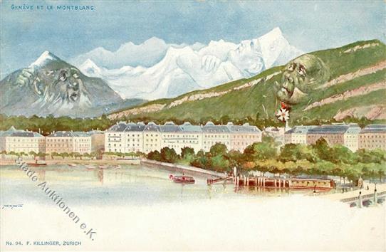 Berggesicht Genf Und Der Montblanc Künstlerkarte I-II - Altri & Non Classificati