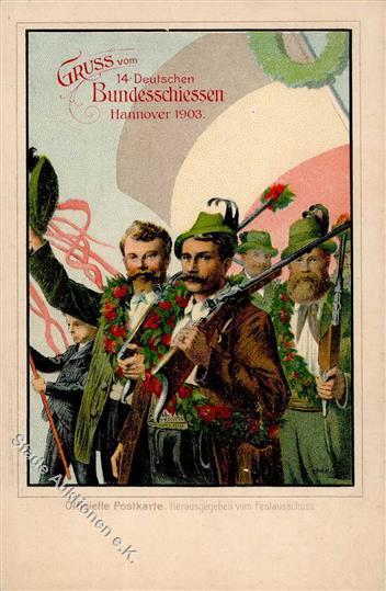 Schützenfest Hannover (3000) 14. Bundeswschießen Litho Privatganzsache 1903 I-II - Andere & Zonder Classificatie