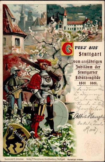 Schützenfest Stuttgart (7000) 400 Jährg. Jubiläum Der Schützengilde Privatganzsache 1901 I-II - Andere & Zonder Classificatie