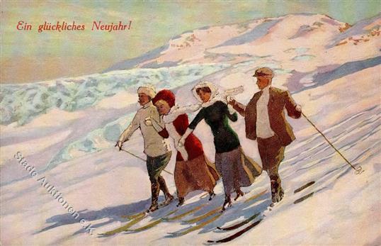 Ski Neujahr TSN-Verlag 1302 Künstlerkarte I-II Bonne Annee - Altri & Non Classificati