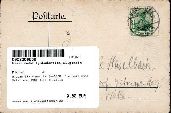 Studentika Chemnitz (o-9000) Freiheit Ehre Vaterland 1907 I-II (fleckig) - Non Classificati