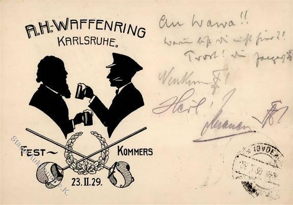 Studentika KARLSRUHE - WAFFENRING Festkommers 1929 I-II - Zonder Classificatie