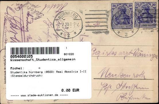 Studentika Nürnberg (8500) Real Absolvia I-II (Stempeldurchdruck) - Zonder Classificatie