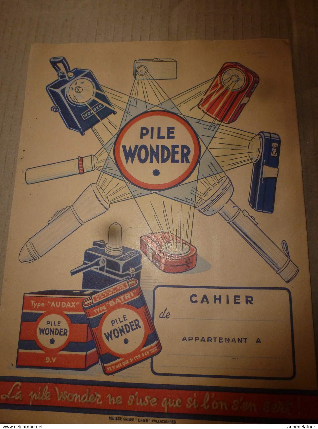 1930 -1945 Protège Cahier Publicitaire PILE WONDER Avec Système Métrique,Emploi Du Temps Et Carte De France - Accumulators