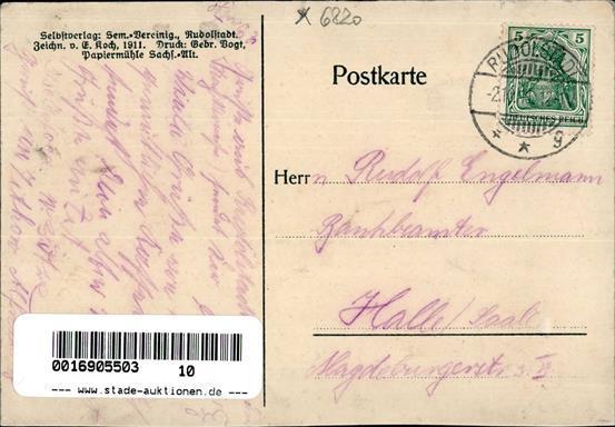 Studentika Rudolstadt (O6820) Seminaristen Vereinigung 1911 I-II - Zonder Classificatie
