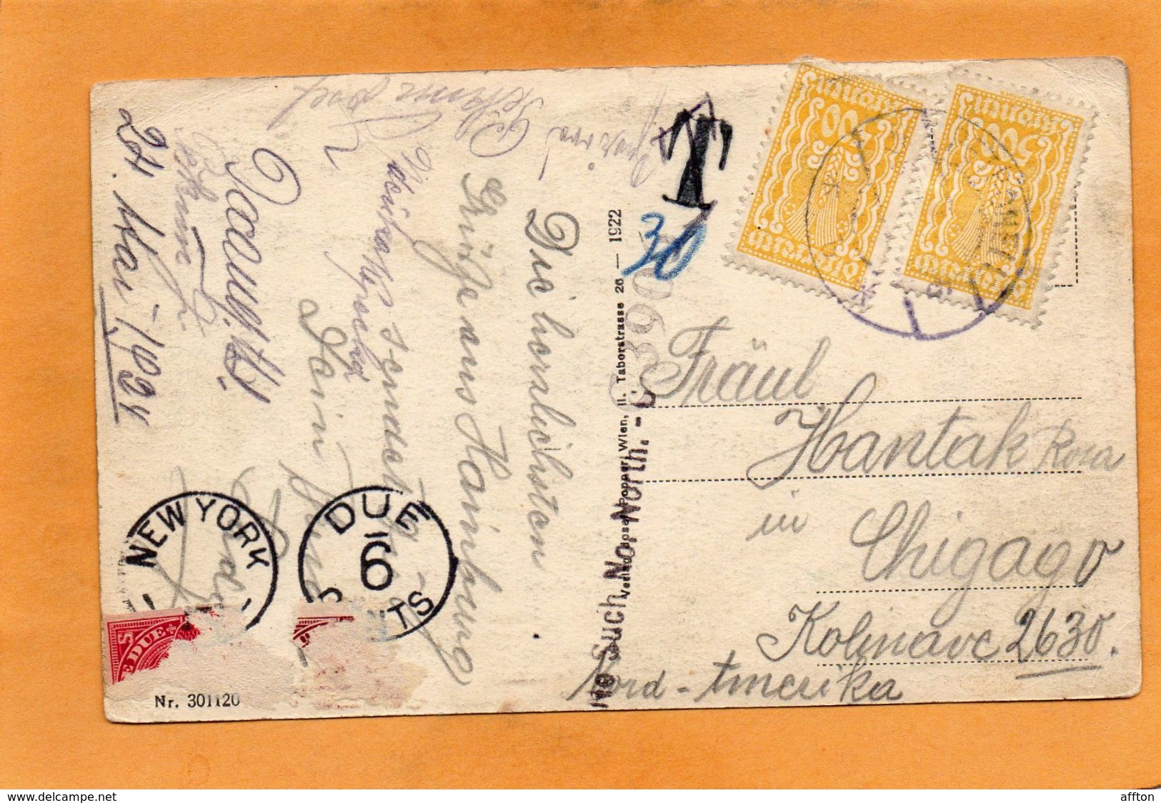 Hainburg A.d. Donau 1922 Postcard Postage Due - Hainburg