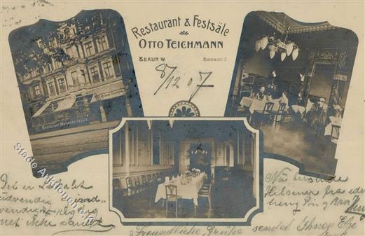 Berlin (1000) Gasthaus Nollendorfplatz Otto Teichmann Bulowstraße 2 1907 I-II (fleckig) - Altri & Non Classificati