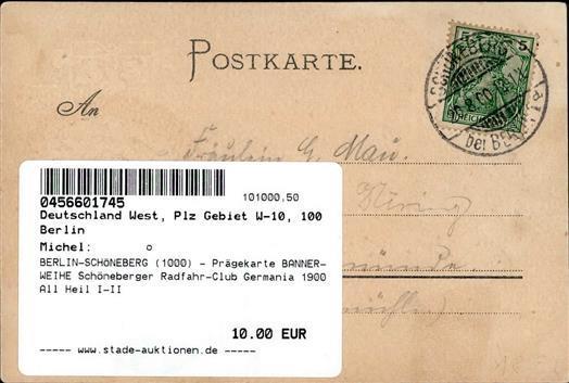 BERLIN-SCHÖNEBERG (1000) - Prägekarte BANNER-WEIHE Schöneberger Radfahr-Club Germania 1900 All Heil I-II - Andere & Zonder Classificatie