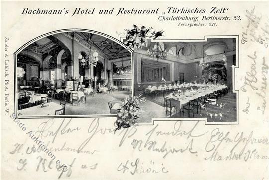 Charlottenburg (1000) Hotel Gasthaus Türkisches Zelt Bachmann Berlinerstraße 53 1899 II- (Ecken Abgestoßen, Stauchungen, - Andere & Zonder Classificatie